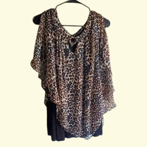 ALYX Leopard Print Women's Top - Layered Blouse size 3X - Picture 1 of 10